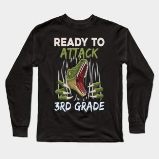 Dinosaur Kids Ready To Attack 3rd Grade Boys Back To School Long Sleeve T-Shirt